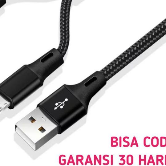 KABEL DATA 2 IN 1 MICRO USB TYPE TIPE C CHARGER CASAN HP FAST CHARGING PANJANG 1 METER MURAH