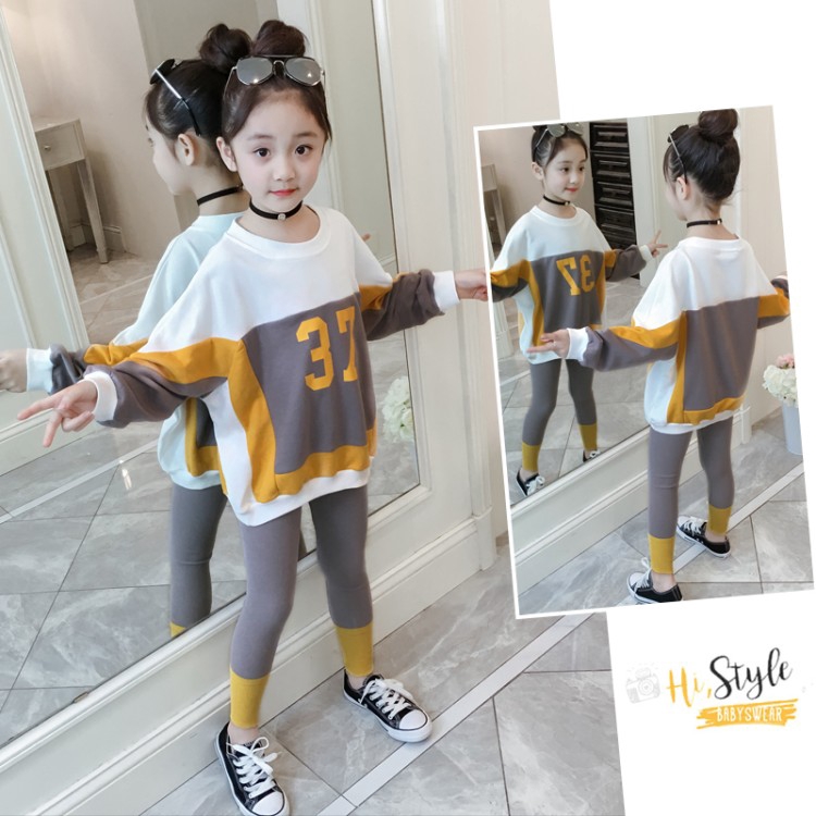 Setelan Kaos T Shirt Anak Perempuan  Lengan Panjang Desain  