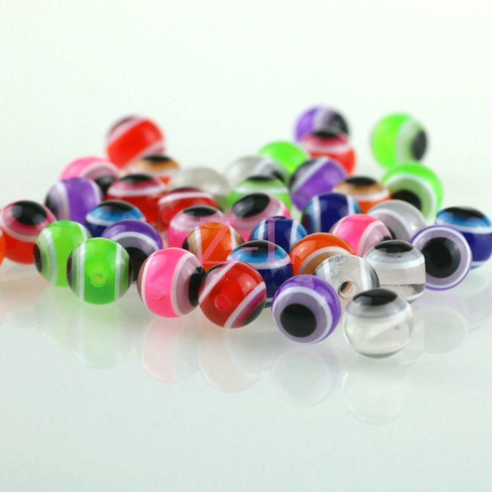 100pcs Manik-Manik Mata Iblis Warna-Warni Bahan Resin Ukuran 10mm Untuk Gelang Wanita