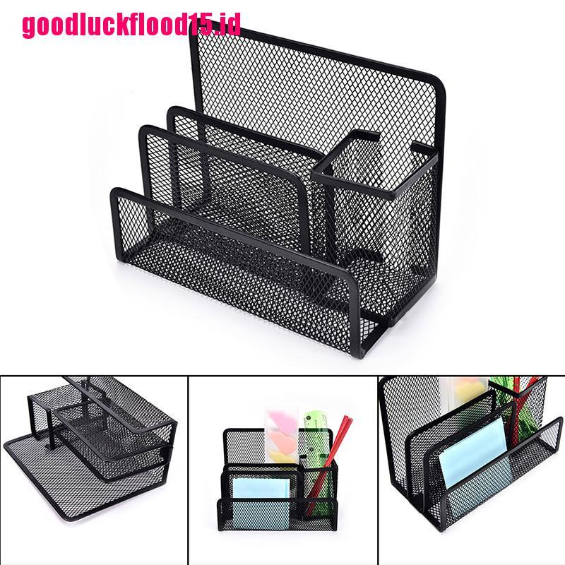 (LUCKID) 1pc Rak Organizer Mesh Hitam Holder Kertas Surat / File