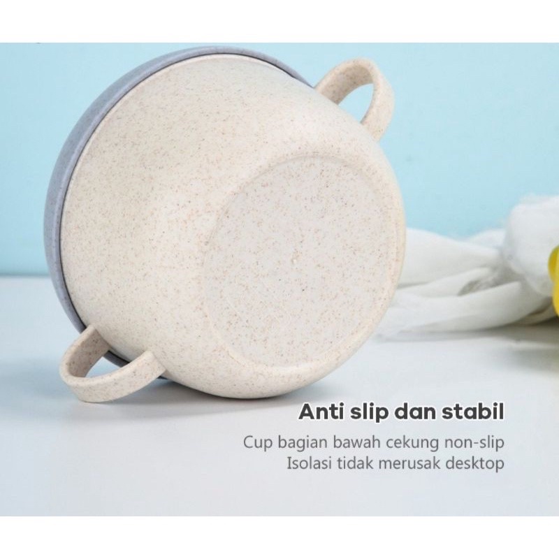 Gelas Mangkuk Anak Lucu dengan Sendok 450ml Bahan PP
