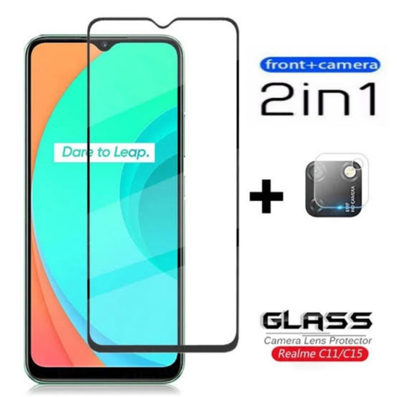 satu paket Temper glass &amp; lensa camera belakang protector Quality kaca realme C15