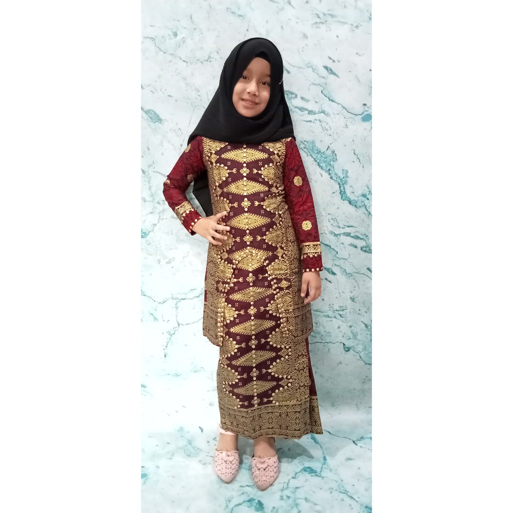 SETELAN TUNIK ANAK SONGKET DIANDRA DAN MALIKA ANAK /KURUNG BATIK JUPRI BATIK COUPLE RUMAH KEBAYA BANDUNG RUMAH SONGKET BANDUNG