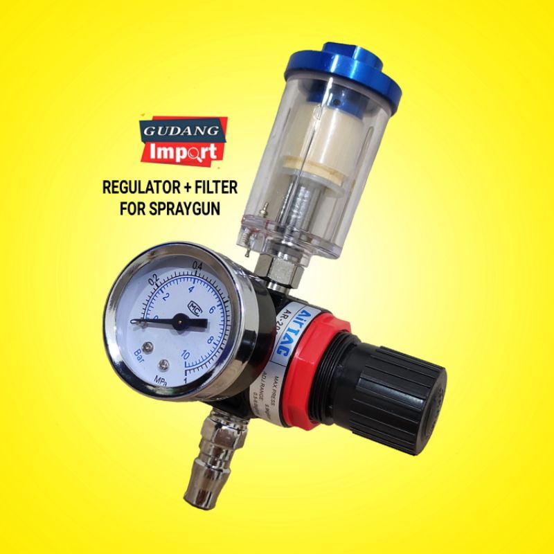 REGULATOR FILTER PENGATUR TEKANAN ANGIN SPRAYGUN SPRAY GUN WATER TRAP SETELAN ANGIN