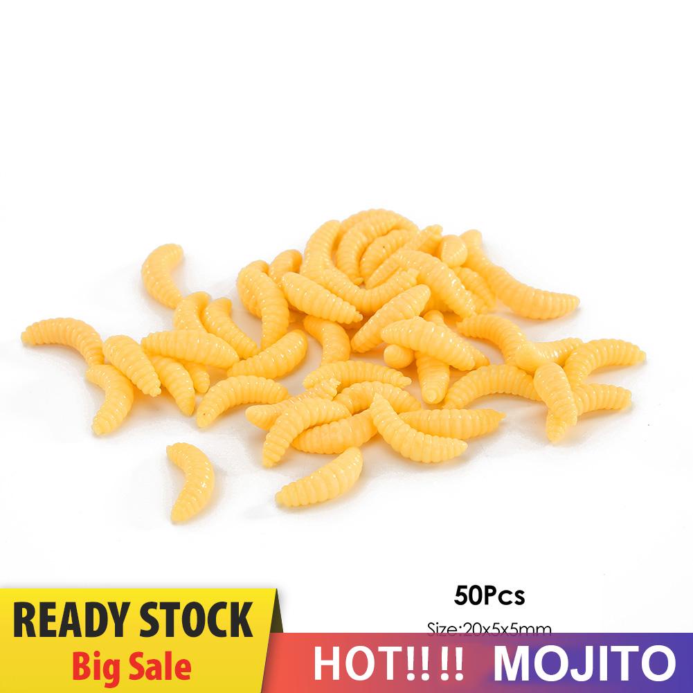 50pcs Umpan Pancing Bentuk Udang Belatung Bahan Plastik Lembut Ukuran 2cm