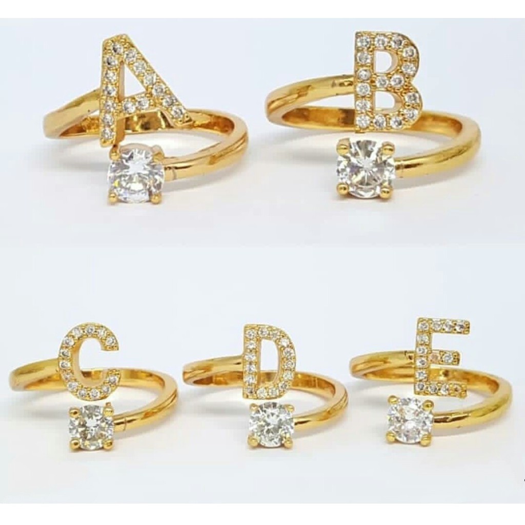 Cincin aesthetic - Fashion Cincin / Cincin huruf A-Z TERBARU KEKINIAN - cincin korea GOLD !!!