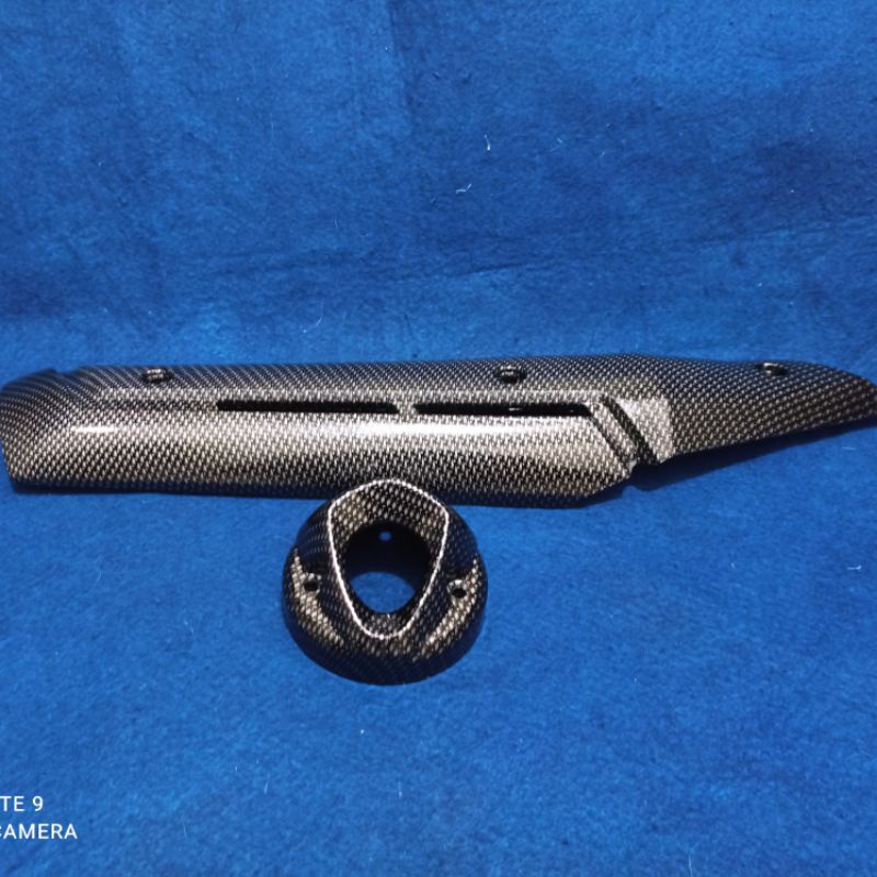 paketan carbon Tutup-Tameng-Cover Ujung-Moncong Knalpot Vixion New NVA-NVL-VXN 150 karbon-2