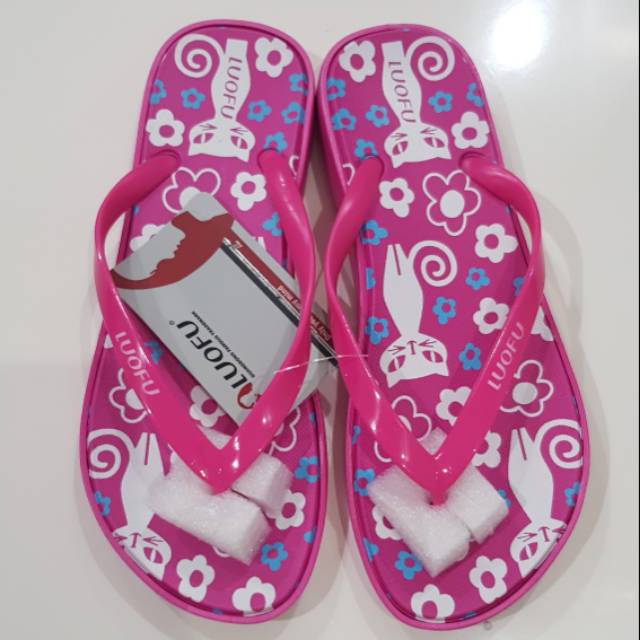 luofu F 2265-12 motif kucing sandal jepit wanita empuk