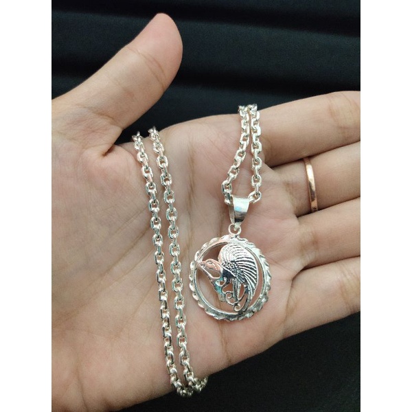 Kalung liontin cendrawasih lapis perak