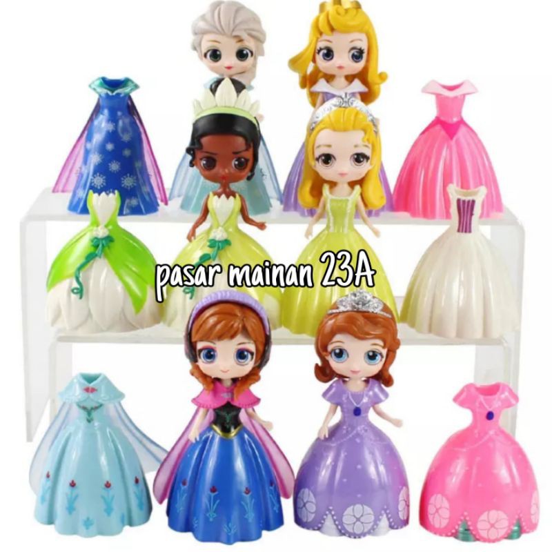 figure Disney Princes Frozen Elsa Cinderella Ariel Alice Clip Dress toper cake