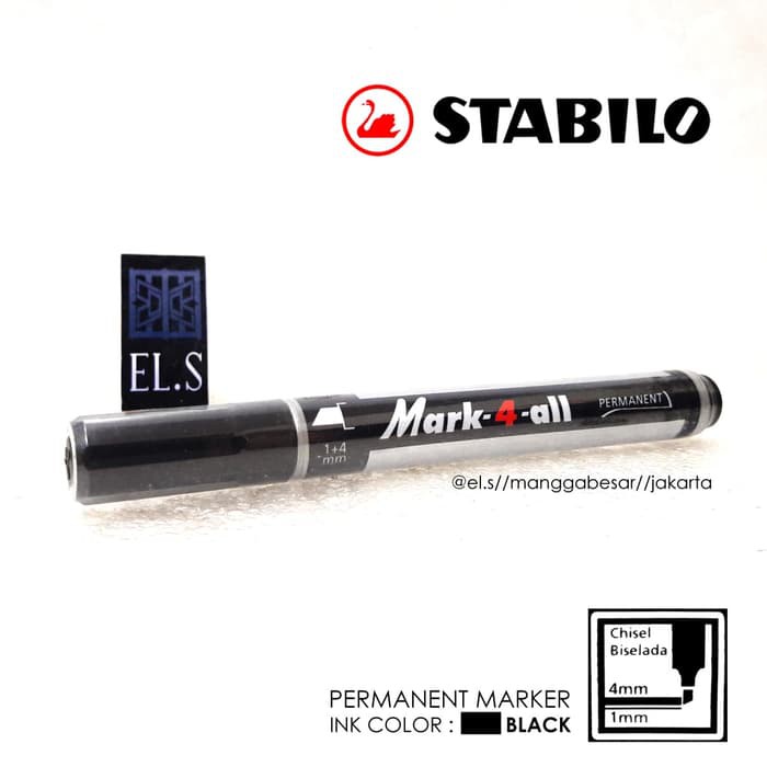 

STABILO MARK 4 ALL SPIDOL PERMANEN HITAM COLOR BLACK COLOUR STABILLO PERMANENT