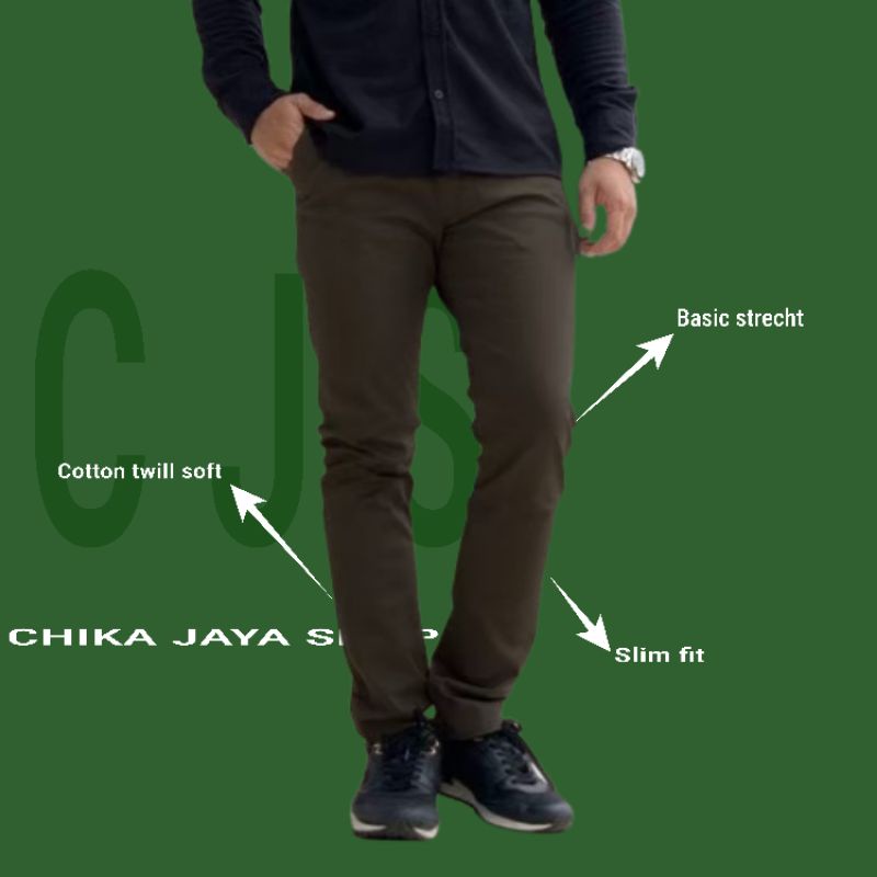 CELANA CHINO PRIA SLIM FIT CASUAL WARNA COKLAT / CHINOS PRIA PREMIUM