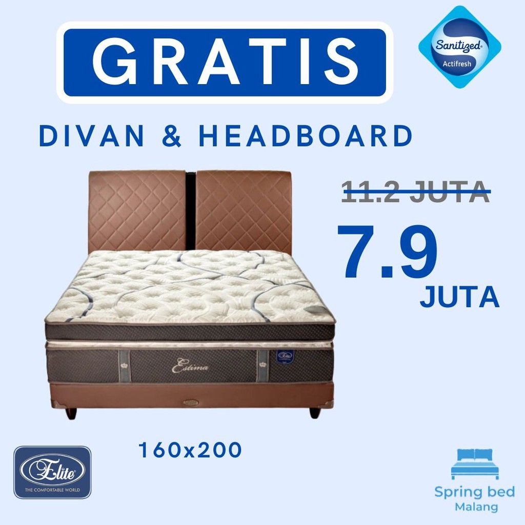 PROMO Springbed Elite Estima gratis divan & sandaran 160x200 / 180x200 / 200x200
