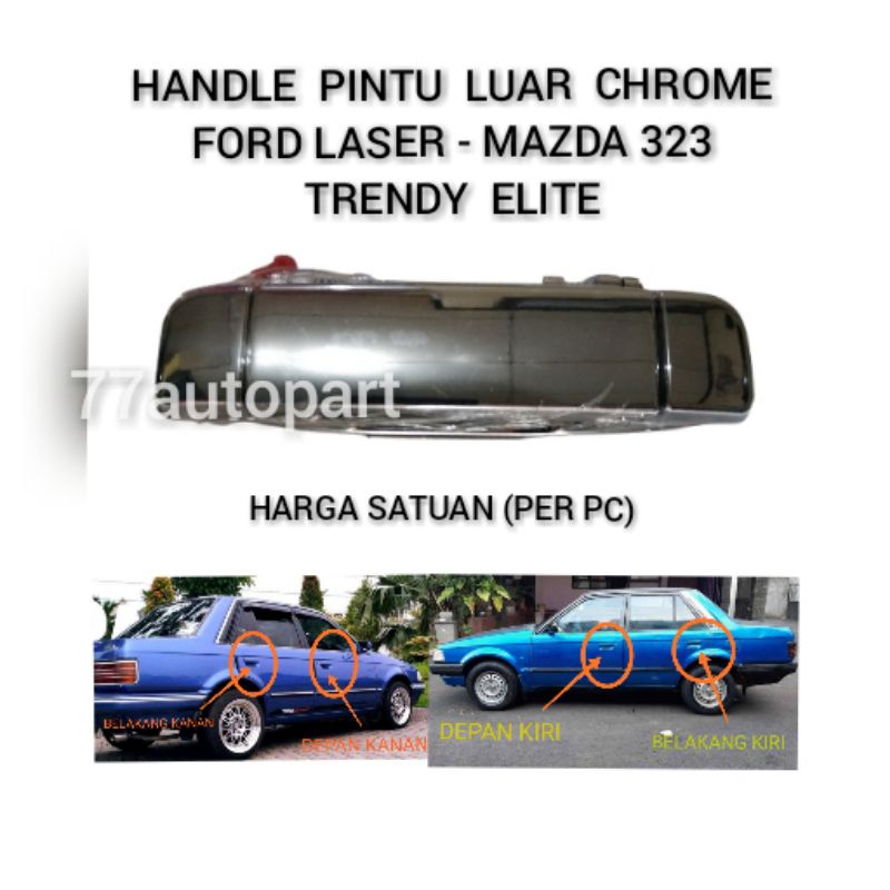 handle handel pintu luar chrome Ford laser mazda 323 trendy elite