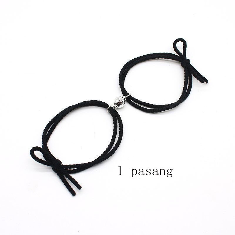 Tai Chi Yin dan yang 2 pcs Gelang Couple Magnet Pasangan Liontin Kreatif Pesona Gelang Perhiasan Hadiah Kekasih/ Couple Magnetic Attract Braided❤Yimi❤-#5
