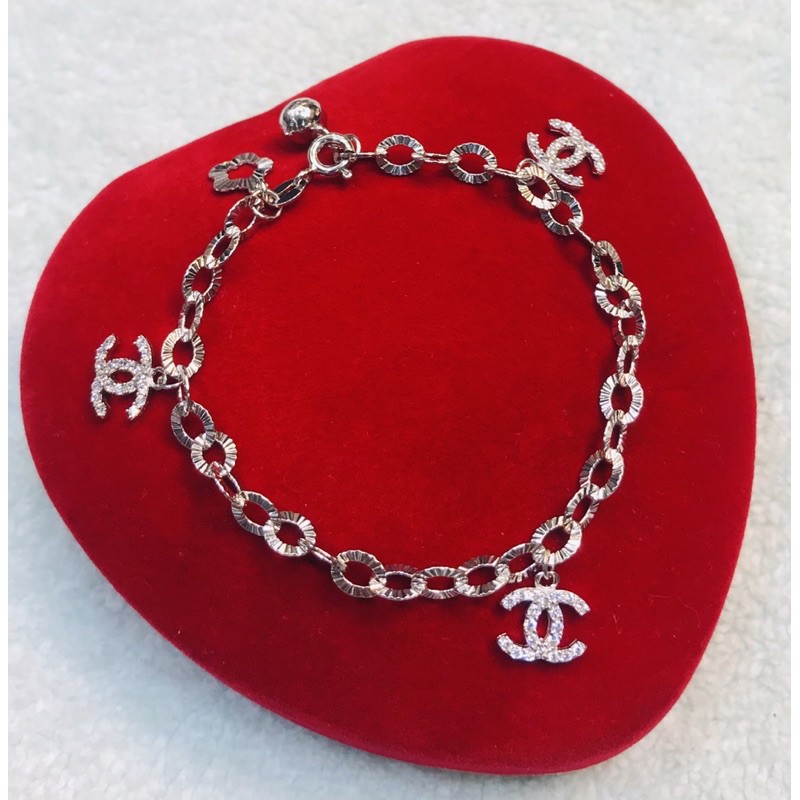 GELANG TANGAN RANTAI MAINAN SILVER925 /LAPIS EMAS PUTIH ASLI /GT068