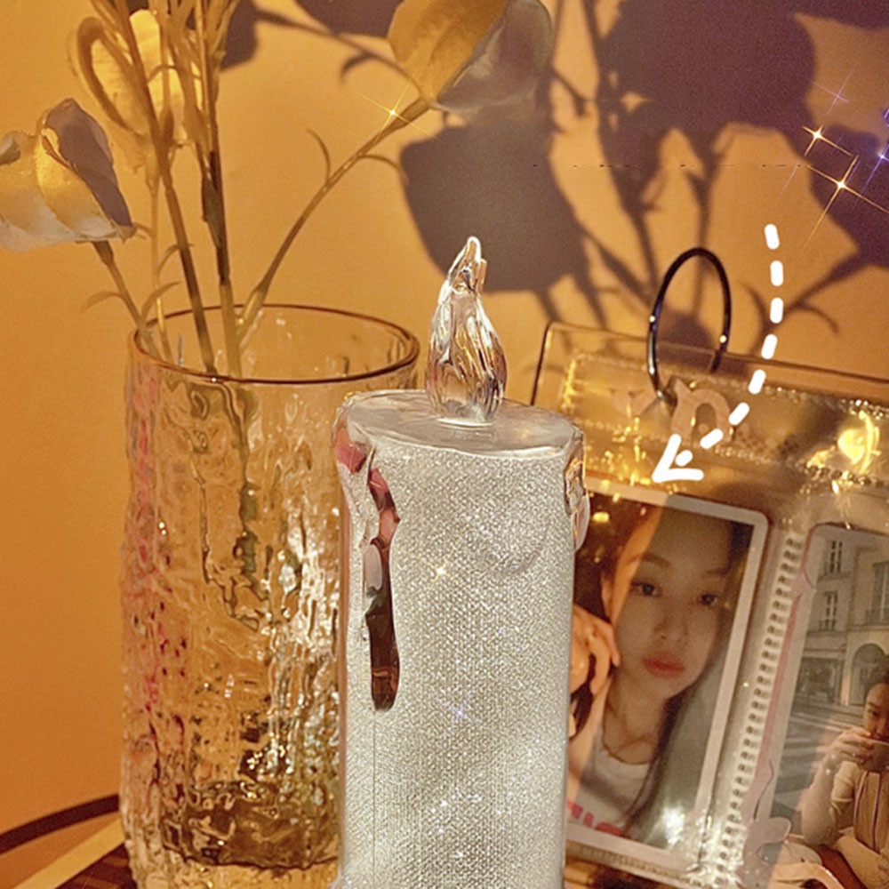 【COD Tangding】Creative Christmas Day Luminous Acrylic Candle Shape Electronic Light Gift Bedroom Dining Decoration