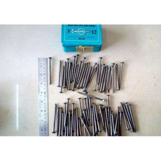 SKRUP KAYU 3&quot; X 12MM PERKOTAK/ WOOD SCREW / TAPING SKRUP