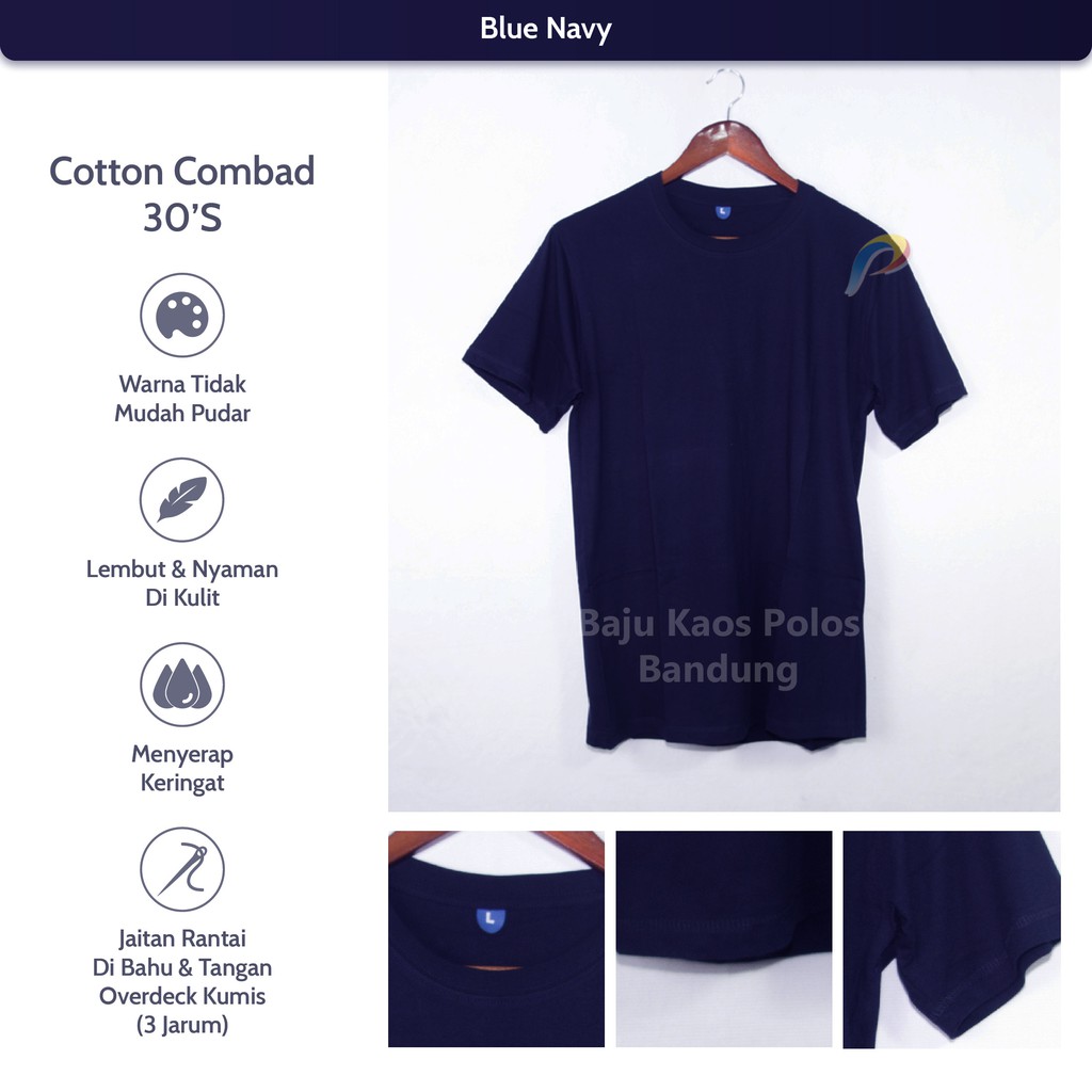 Naga Clothing Baju Kaos Polos Biru Navy Dongker 100 Cotton Combed