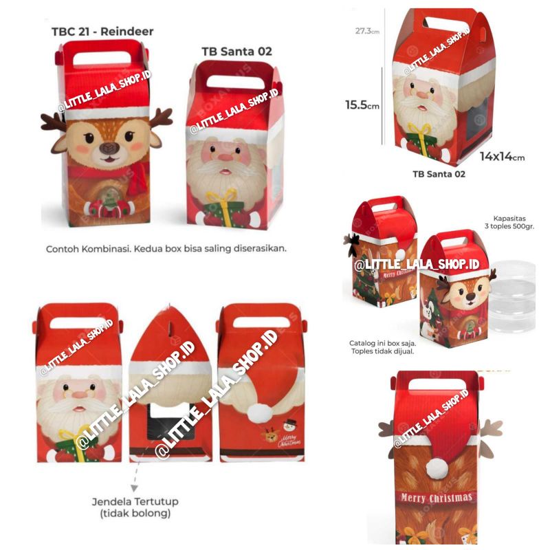

Cookies box Santa clause / rusa reindeer Kotak natal toples natal / christmas giftbox gift box Hampers Natal isi 3 toples 500g model pop up