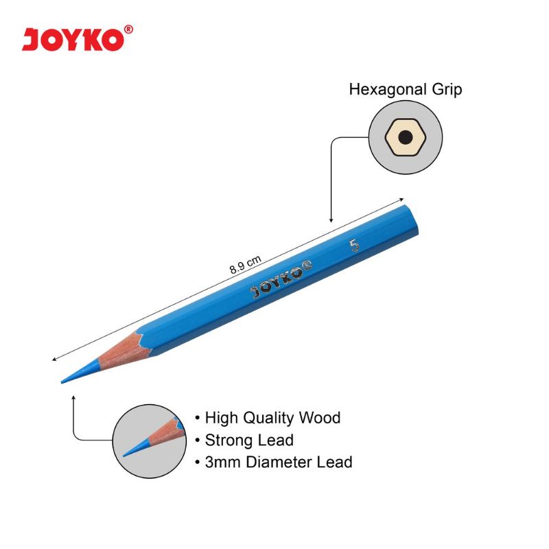 Color Pencils Pensil Warna Joyko CP-102 12 Warna  pensil warna joyko pendek