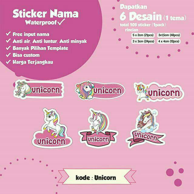 

Stiker nama anti air murah / sticker waterproof dapat banyak