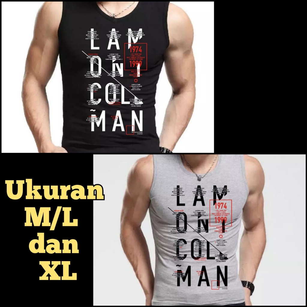 Bisa COD / DS - SINGLET PE MOTIF COOL MAN / kaos cowok / kaos singlet / kaos dalem singlet cowok