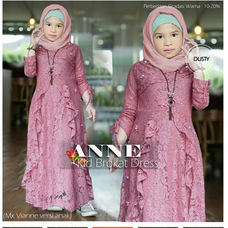 (JAMIN REALPICT) GAMIS ANNE ANAK VIANNE MAXI KIDS BRUKAT CORNELI TULANG GLITTER FASHION MUSLIM ANAK