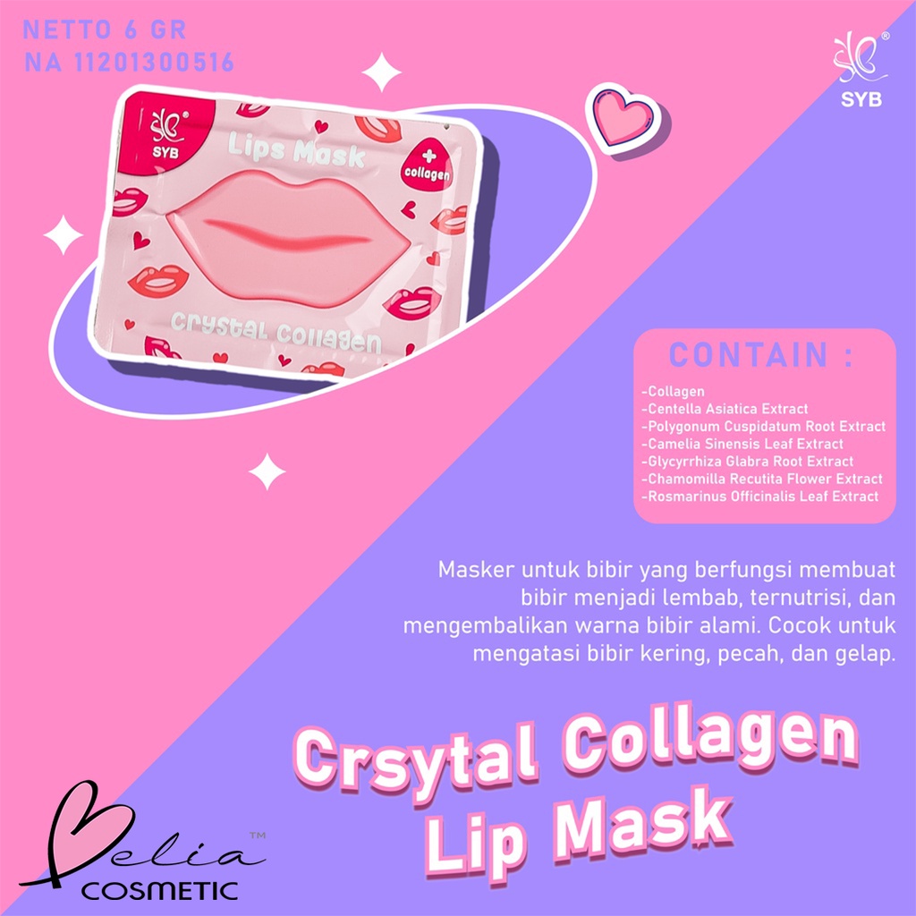 ❤ BELIA ❤ SYB Crystal Collagen Lip Mask | Eye Mask (✔BPOM) 6gr