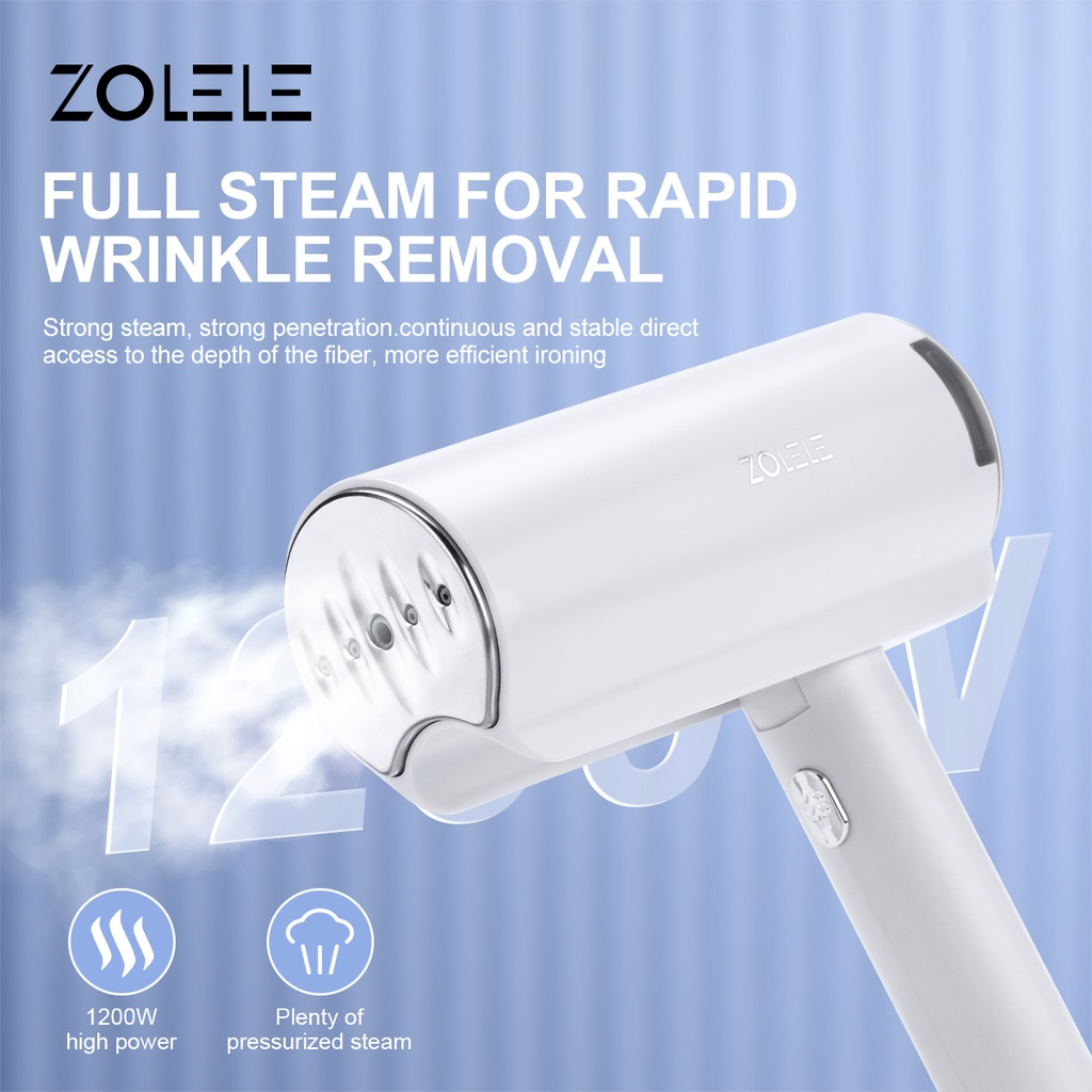 ZOLELE Setrika Uap Laundry Steam Iron Portable Steam Listrik Handheld Garment Selang Setrika Uap Foldable Elektrik Mini Datar Pakaian Generator Low Watt Genggam Setrika Baju Rumah Dry Ironer Panas Tangga Travel Tungau Penghapusan ZG100