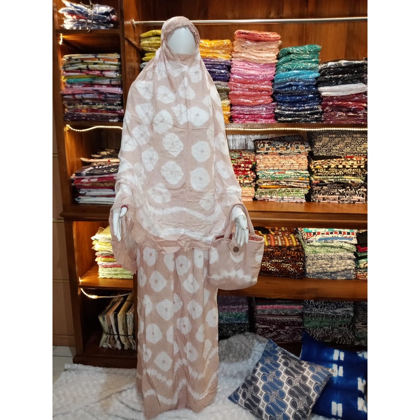 Set Mukena Rukuh Batik Shibori Ori Handmade bahan Rayon