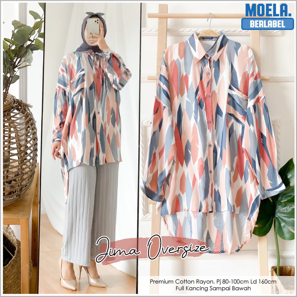 realpict JIMA by MOELA oversize ld 160 rayon premium atasan blouse wanita big size jumbo fashion