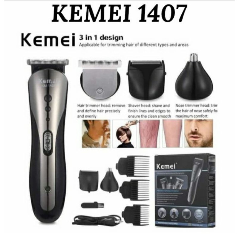 Alat Cukur Rambut Bergas Kemei KM-1407 3in1
