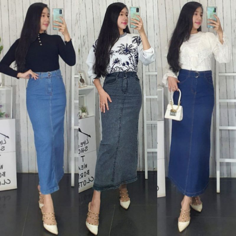  Rok  Jeans  Panjang  Import Bangkok 2846 Shopee Indonesia