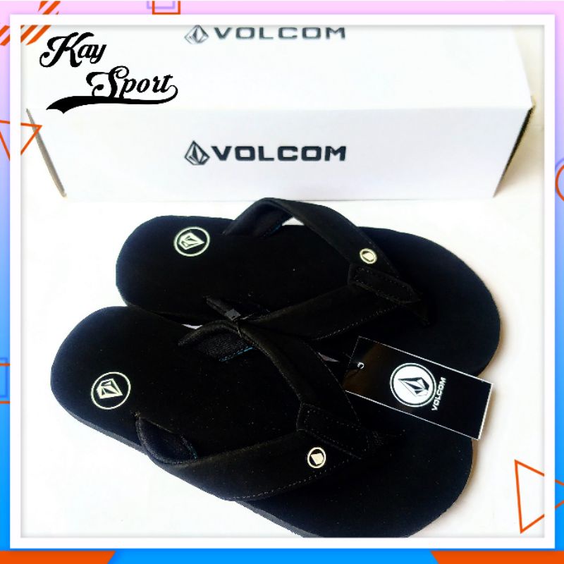 sandal logo sablon jepit volcom pria model sablon tali embos terbaru