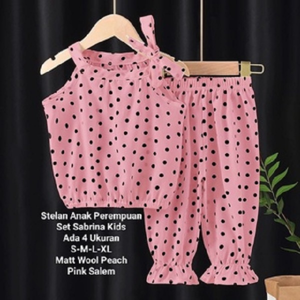 Stelan Anak Perempuan Tali Pundak 1-4 Tahun Kekinian/ Set Sabrina Kids Matt Wool Peach