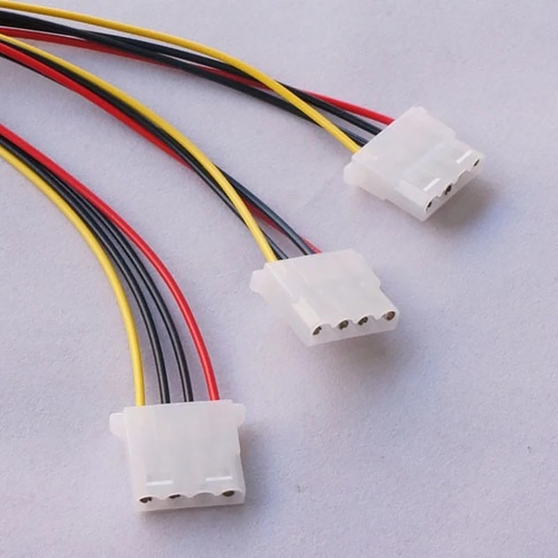 Btsg 4Pin IDE 1sampai3 Splitter Adapter Kabel Listrik 4Pin Male To 3port Molex- IDE Female Power Supply 2PCS 7.87in