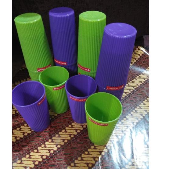 Recomended 12pcs gelas bambu plastik gelas warna