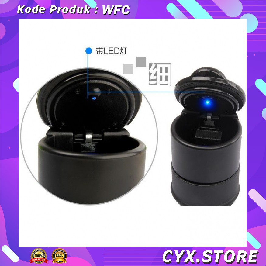 Grab Medan Noctilucent ABS Car Ashtray with LED Light Model A - 4S Hitam WFC