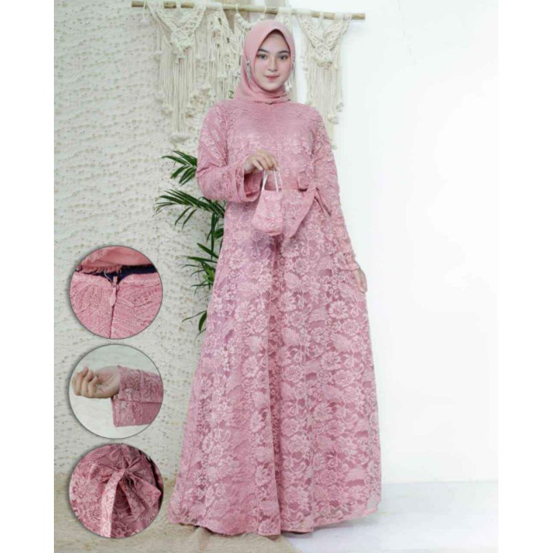 REAL PICT GAMIS BRUKAT /PRODUK ORIGINAL/GAMIS PESTA/DRESS KONDANGAN/BY ASSIFA