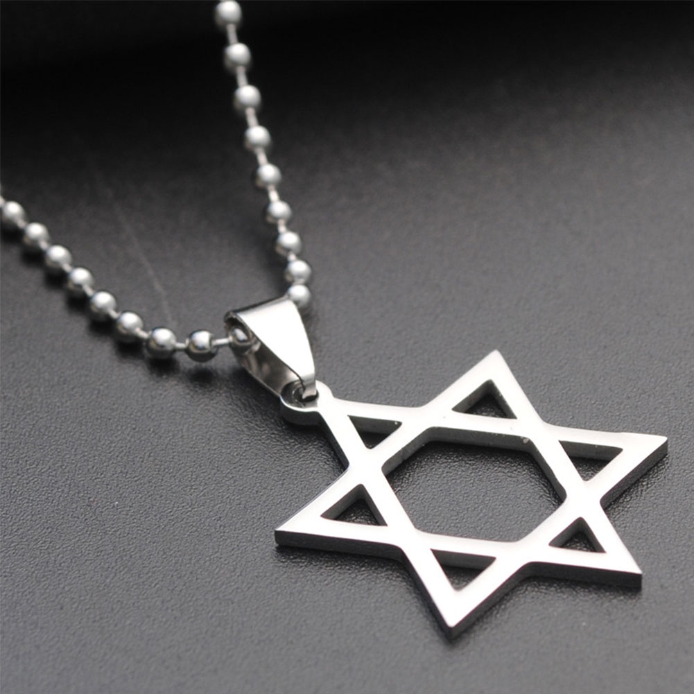 Hu Hu Hu Hu Hu Alat Bantu Pasang Kacamata♡ Kalung Rantai Liontin Hexagram Bahan Stainless Steel Untuk Unisex