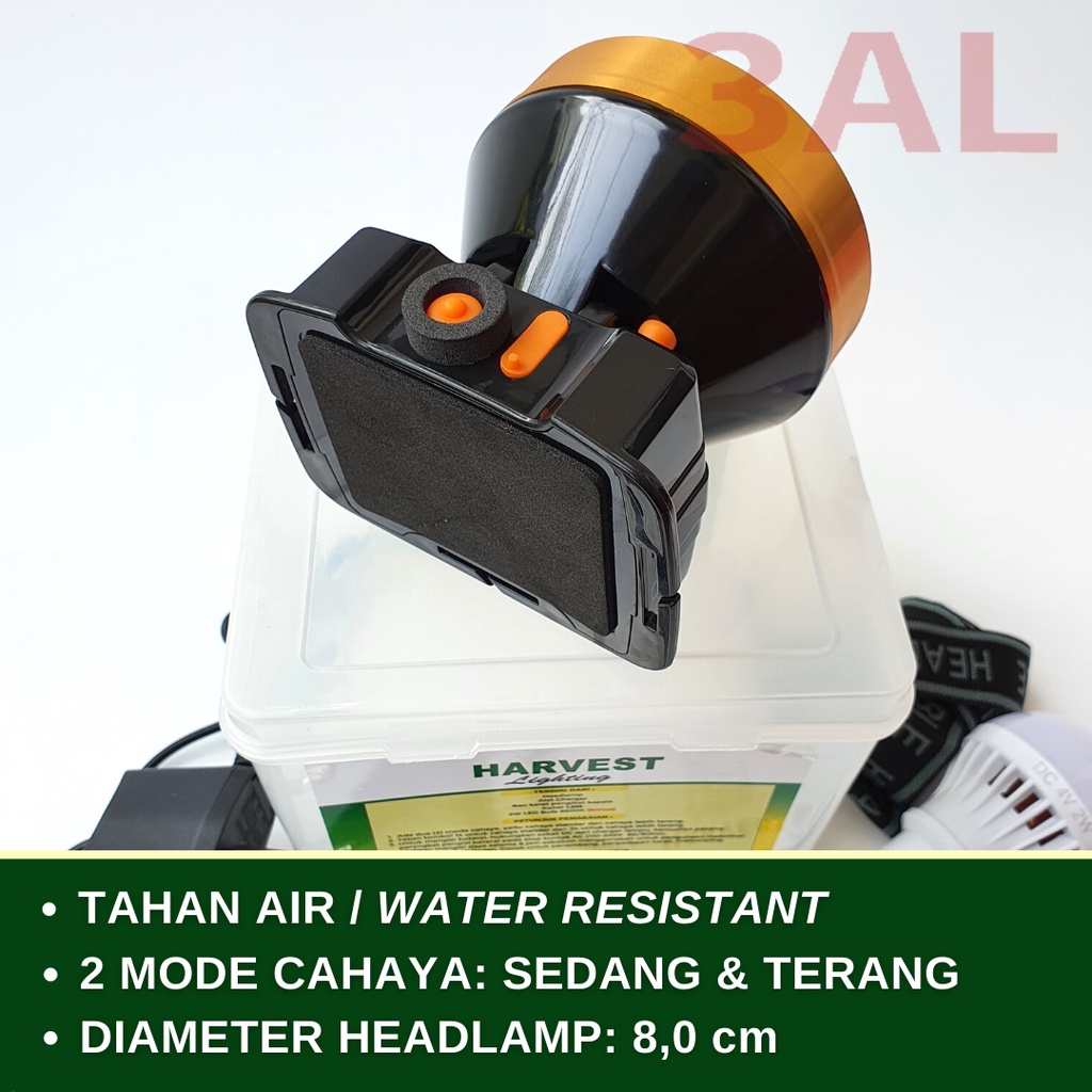 45W - PAKET ISI 4 - Headlamp HARVEST LIGHTING Senter Kepala LED 2000Mah Lampu Emergency Travel Hunting Rechargeable Original Bergaransi