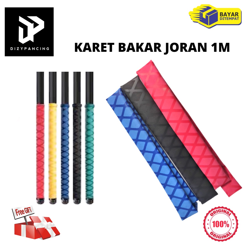 Grip Karet Bakar Joran Pancing Heat Shrink Tube Stella 1M motif x d 20 22 25 30mm Warna merah hitam 
