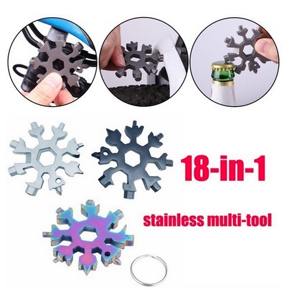 Snowflakes Multi Tool Pocket Wrench Saker Tool Kunci Salju 18 IN 1 Snowflake Multifungsi Serbaguna S