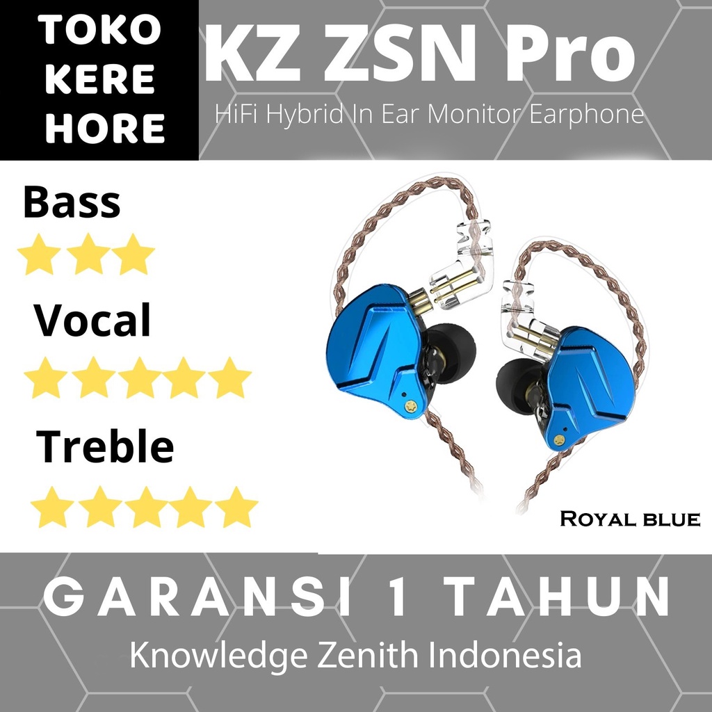 [Garansi 1 Tahun] Knowledge Zenith Headset KZ ZSN PRO BA+DD Hybrid technology HIFI Metal Body