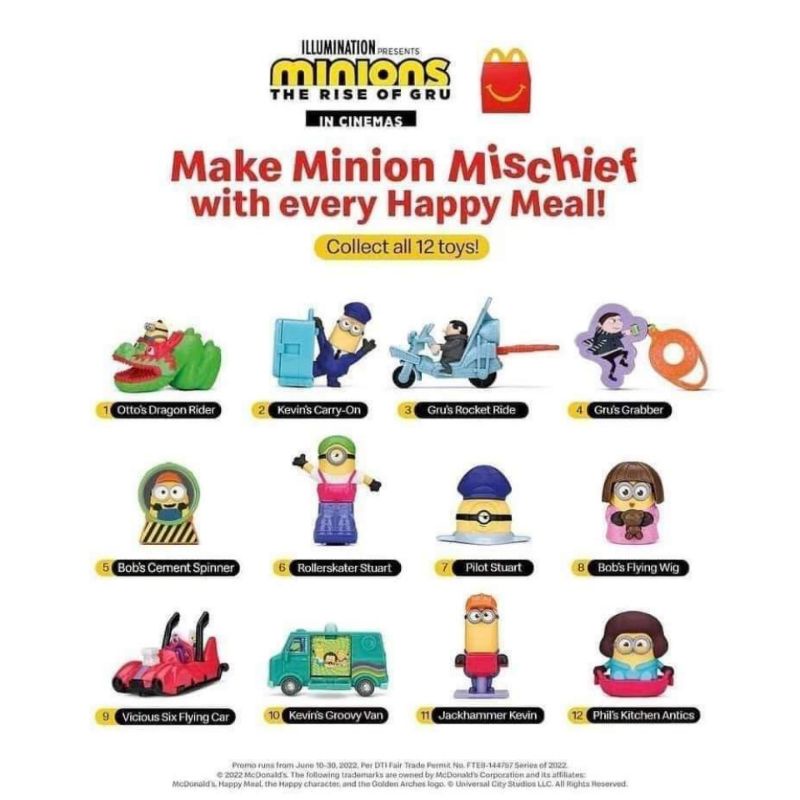 Mainan Minions The Rise of Gru Happy Meal McDonalds (per pcs)