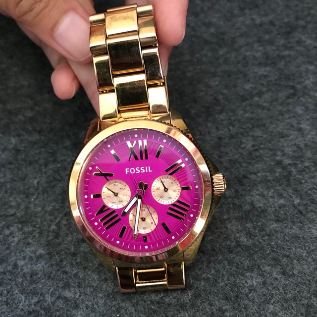 Jam Fossil Preloved BF pink rose gold