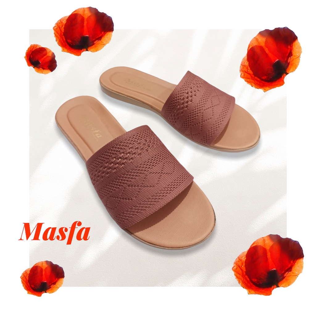Sandal Rajut Wanita Slop Casual Sendal Rajut Cewek Flat Teplek