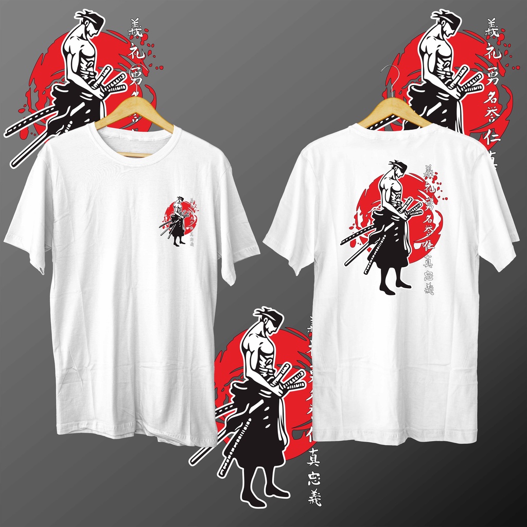 KAOS DISTRO PRIA&quot;ZORO X SAMURAI&quot;cotton combed /kaos lengan pendek/kaos terbaru