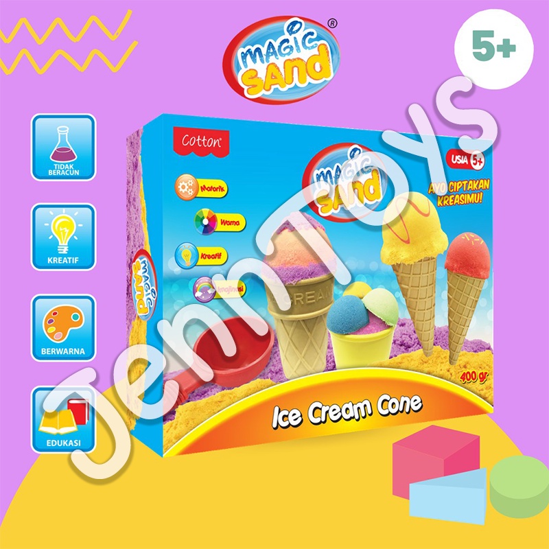 JennToys - Mainan Anak Edukasi - Mainan Pasir Sintetis Magic Sand - Ice Cream Cone